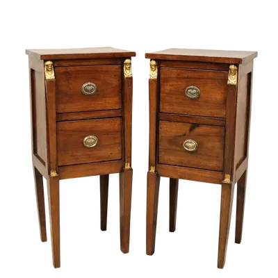 Antique pair of 18th-century walnut Direttorio bedside tables