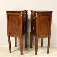 Antique pair of 18th-century walnut Direttorio bedside tables