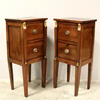 Antique pair of 18th-century walnut Direttorio bedside tables