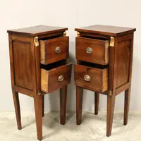 Antique pair of 18th-century walnut Direttorio bedside tables