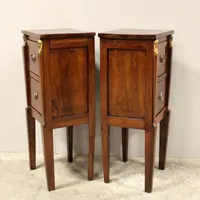 Antique pair of 18th-century walnut Direttorio bedside tables