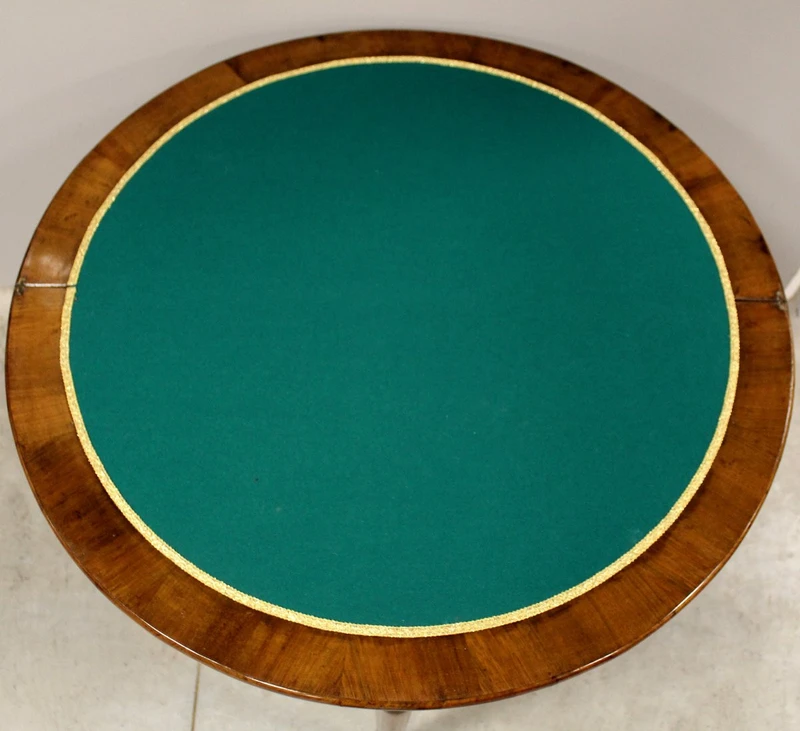 Ancienne table console Charles X en noyer marqueté 19ème siècle