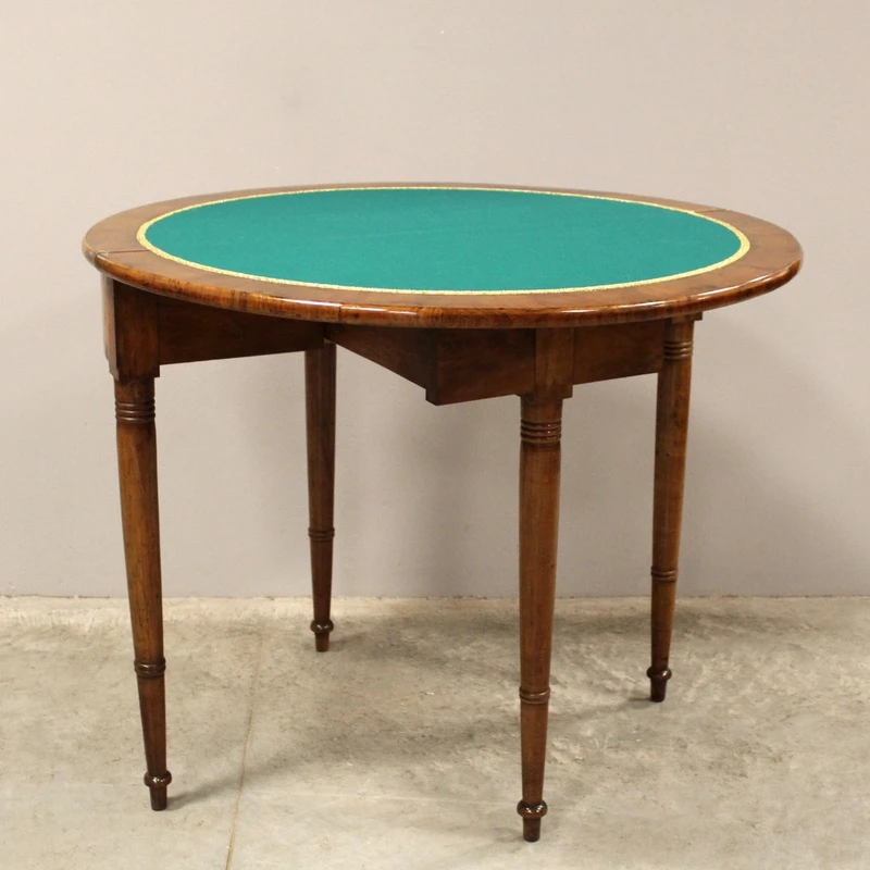 Ancienne table console Charles X en noyer marqueté 19ème siècle