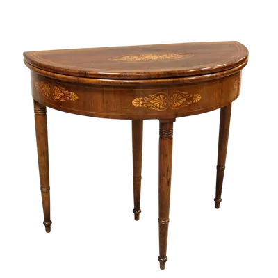 Antique Charles X gaming console table in inlaid walnut 19th century