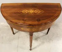 Ancienne table console Charles X en noyer marqueté 19ème siècle