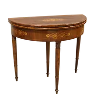 Ancienne table console Charles X en noyer marqueté 19ème siècle