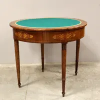 Ancienne table console Charles X en noyer marqueté 19ème siècle