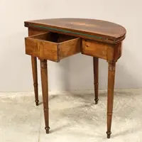 Ancienne table console Charles X en noyer marqueté 19ème siècle