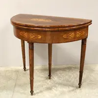 Ancienne table console Charles X en noyer marqueté 19ème siècle