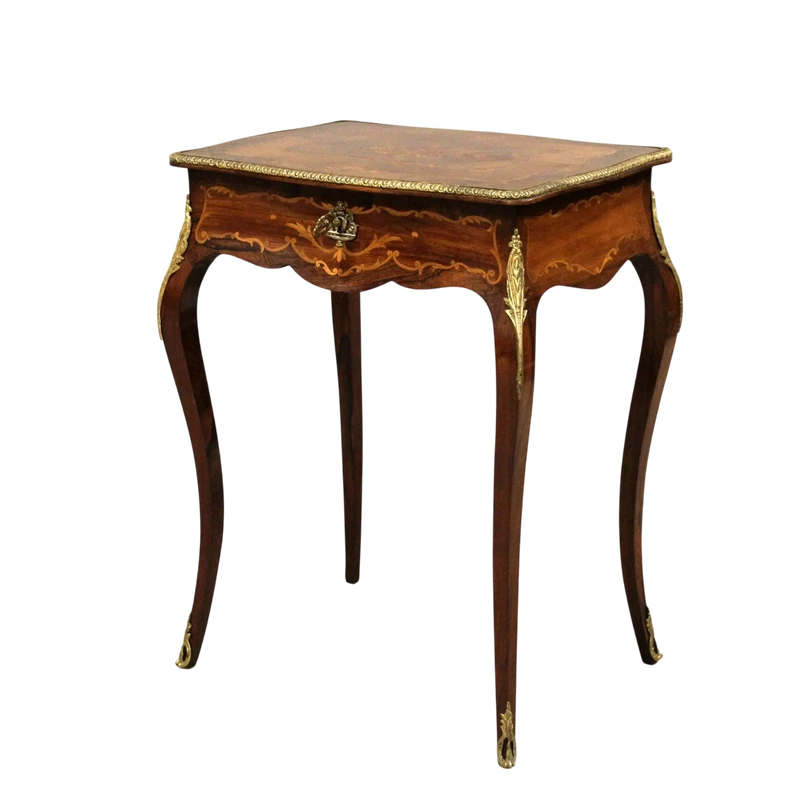 Table basse ancienne marquetée Napoléon III 19ème siècle
