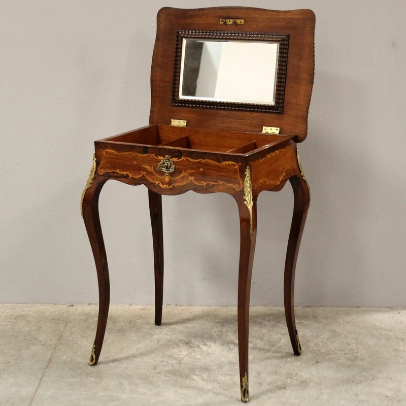 Table basse ancienne marquetée Napoléon III 19ème siècle