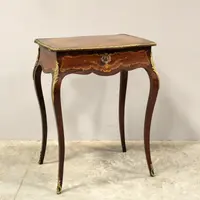 Table basse ancienne marquetée Napoléon III 19ème siècle