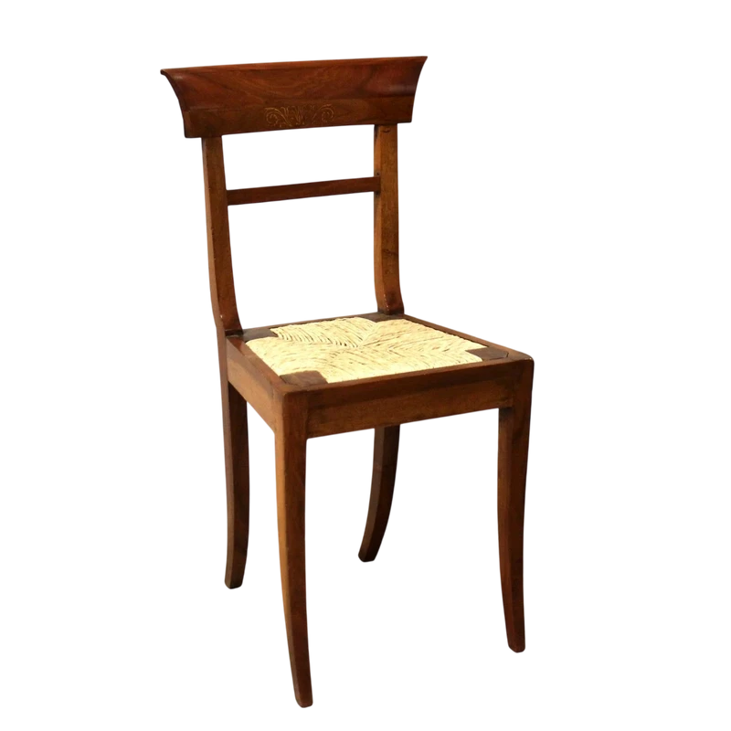 Chaise ancienne en noyer marqueté 19ème siècle