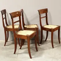 Ensemble ancien de 4 chaises en noyer marqueté 19ème siècle