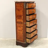 Ancienne commode hebdomadaire Napoléon III marquetée 19ème siècle