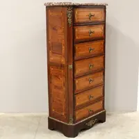 Ancienne commode hebdomadaire Napoléon III marquetée 19ème siècle