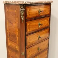 Ancienne commode hebdomadaire Napoléon III marquetée 19ème siècle
