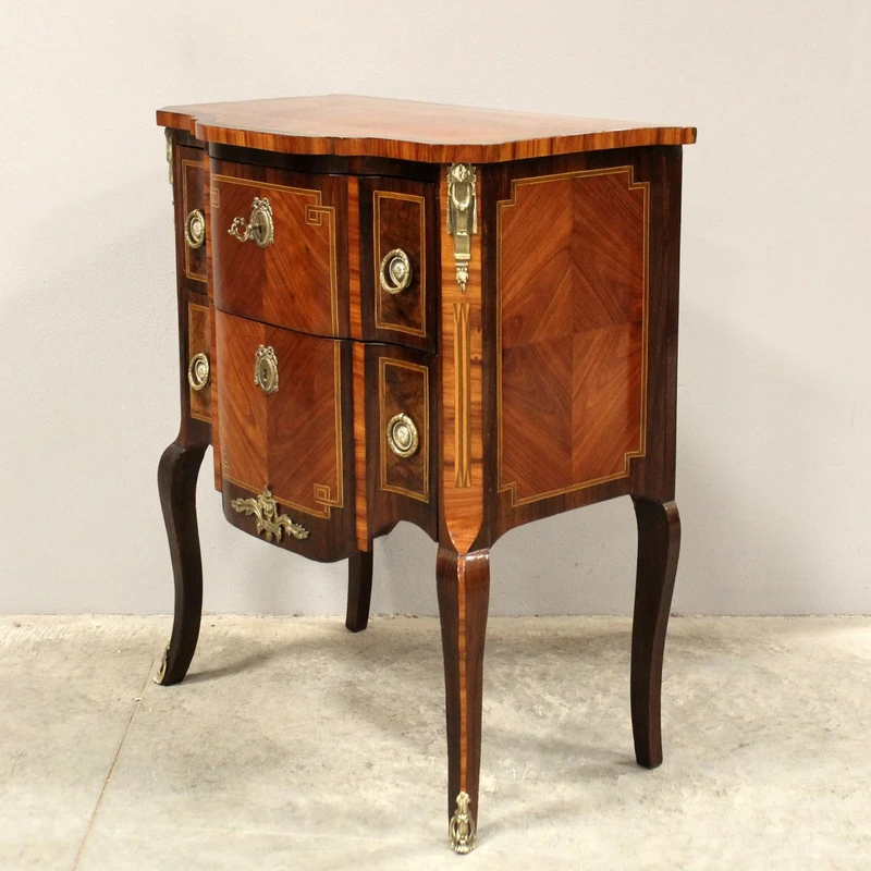 Antico cassettone comò Napoleone III intarsiato 19°secolo