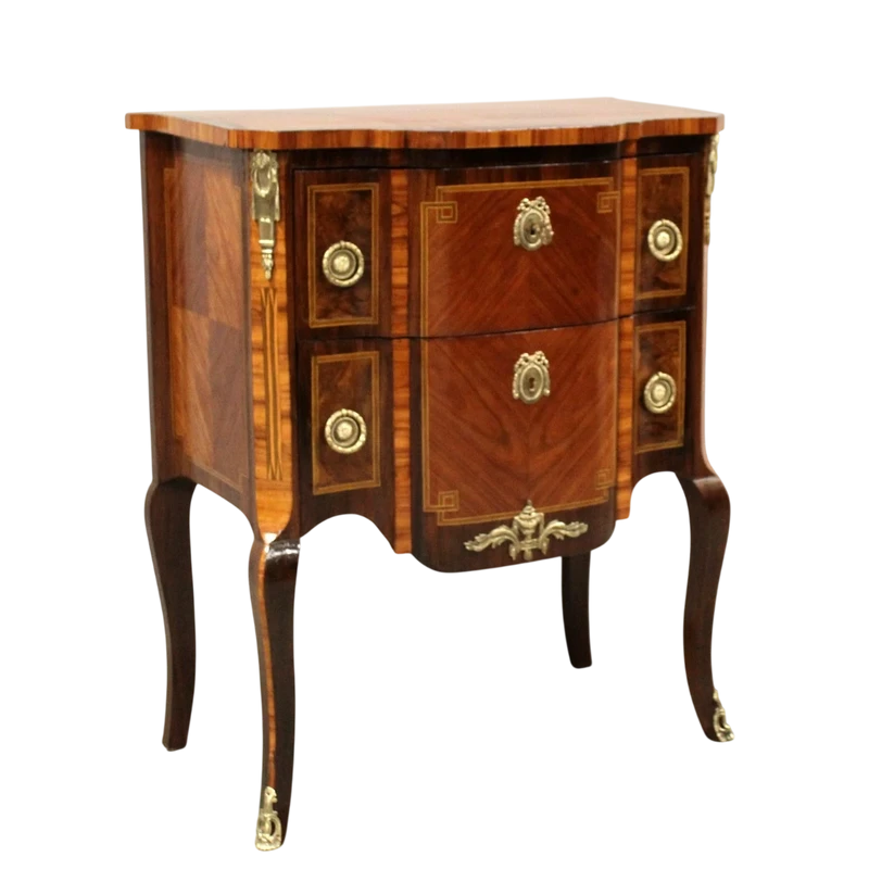 Antico cassettone comò Napoleone III intarsiato 19°secolo