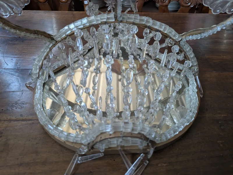 Pair of crystal and gold metal wall sconces