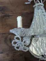 Pair of crystal and gold metal wall sconces