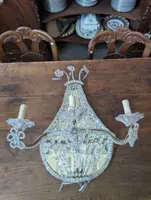 Pair of crystal and gold metal wall sconces