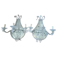 Pair of crystal and gold metal wall sconces