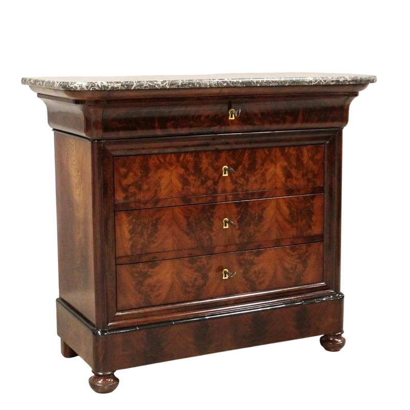 Antico cassettone comò Luigi Filippo in mogano 19°secolo