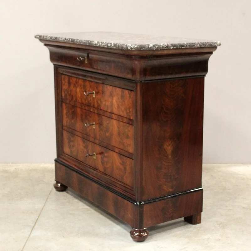 Antico cassettone comò Luigi Filippo in mogano 19°secolo