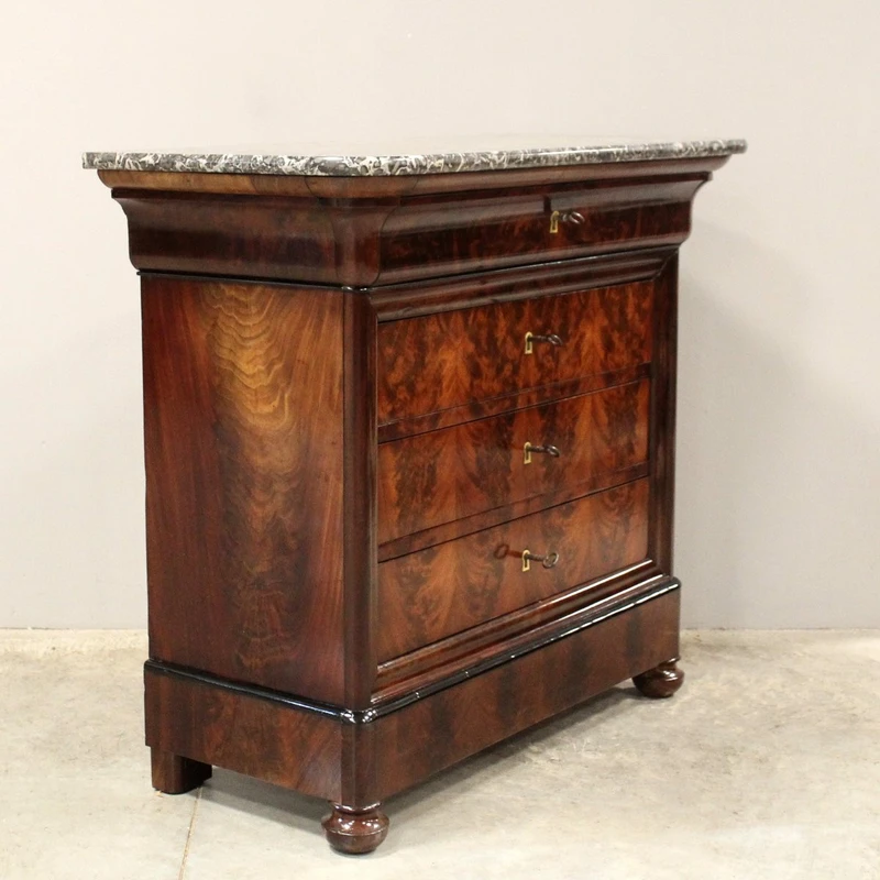 Antico cassettone comò Luigi Filippo in mogano 19°secolo