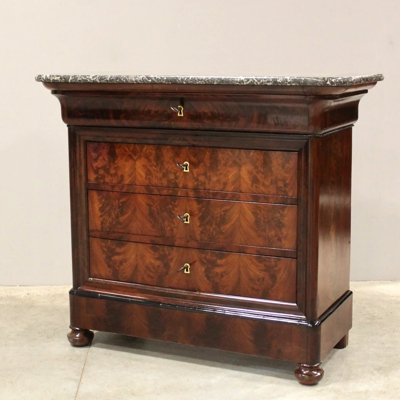 Antico cassettone comò Luigi Filippo in mogano 19°secolo