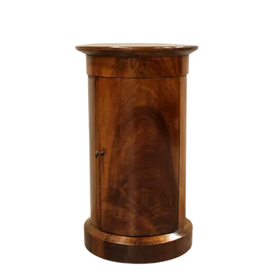 Antique Empire column cylinder bedside table in walnut 19th century