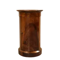 Antico comodino a cilindro colonna Impero in noce 19°secolo