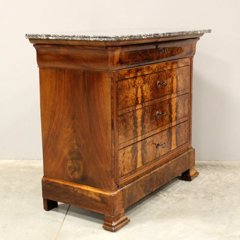 Antico cassettone comò Luigi Filippo in noce 19°secolo