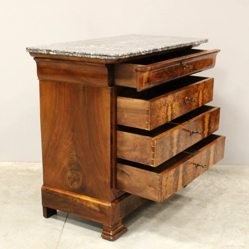 Antico cassettone comò Luigi Filippo in noce 19°secolo