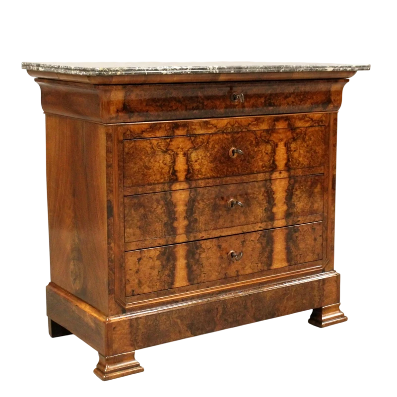 Antico cassettone comò Luigi Filippo in noce 19°secolo