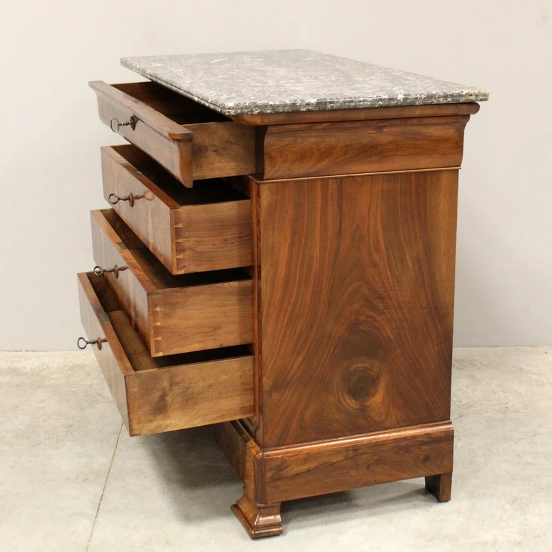 Antico cassettone comò Luigi Filippo in noce 19°secolo