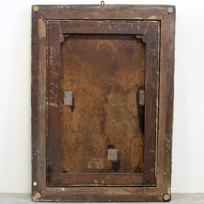 Antico Dipinto ad olio su tela con cornice dorata 19°secolo