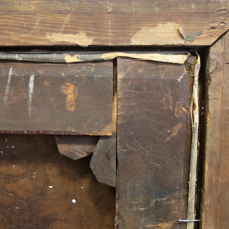 Antico Dipinto ad olio su tela con cornice dorata 19°secolo