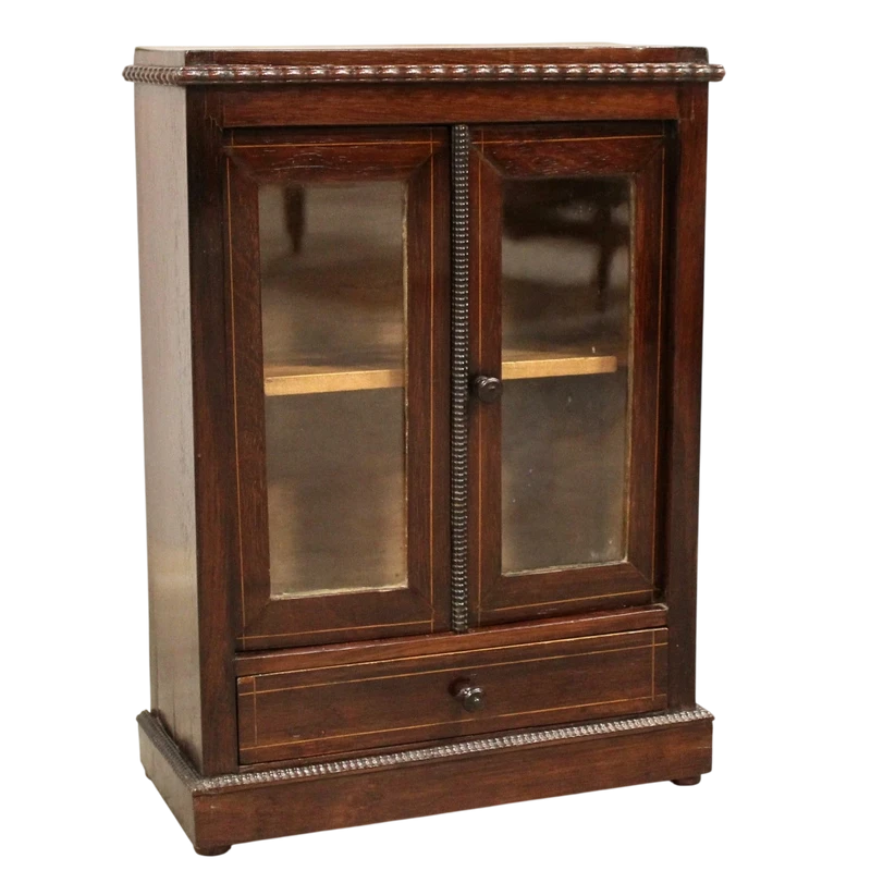 Antico modellino miniatura vetrina cristalliera in palissandro 19°secolo