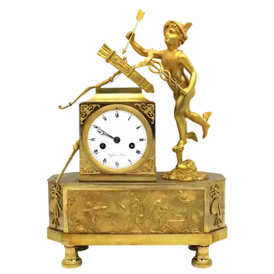 Pendule Empire ancienne en bronze doré 19ème siècle