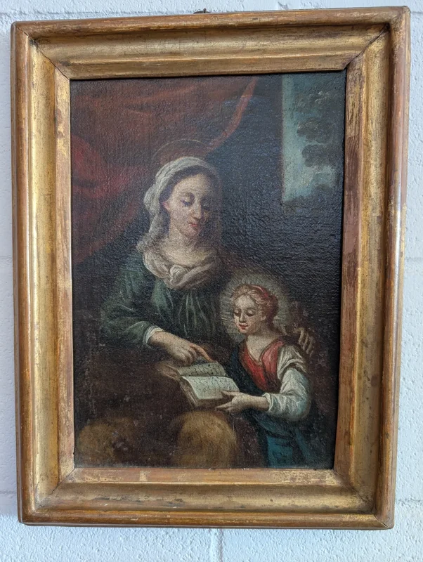 Religious painting - The Education of the Virgin Italy, late 18th century