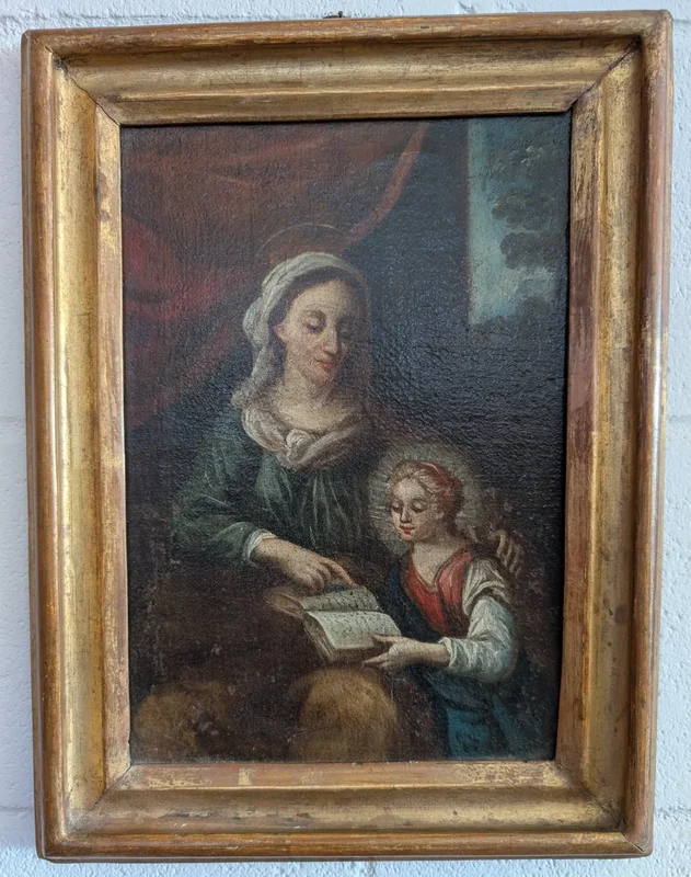 Religious painting - The Education of the Virgin Italy, late 18th century