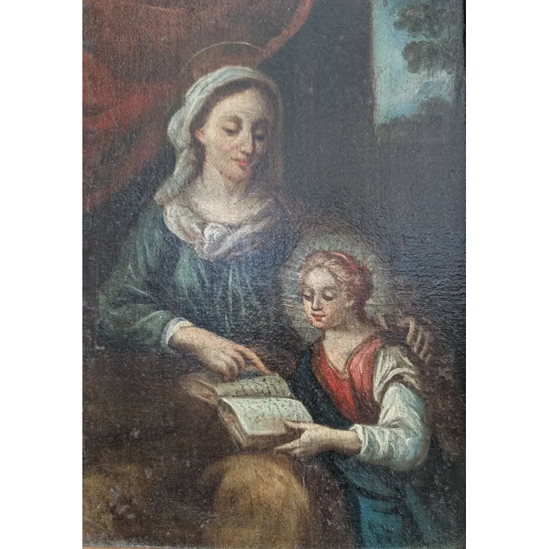 Religious painting - The Education of the Virgin Italy, late 18th century