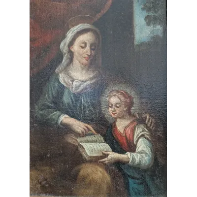 Religious painting - The Education of the Virgin Italy, late 18th century