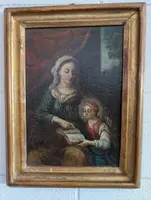 Religious painting - The Education of the Virgin Italy, late 18th century