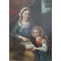 Religious painting - The Education of the Virgin Italy, late 18th century