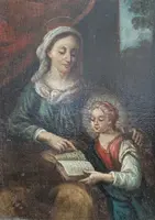 Religious painting - The Education of the Virgin Italy, late 18th century