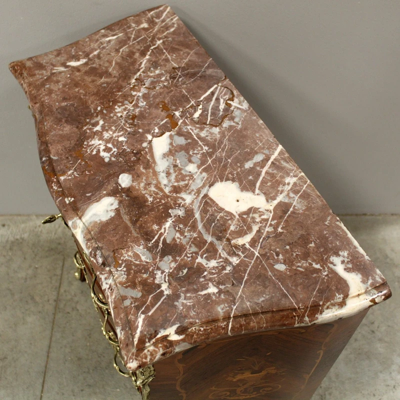 Antico cassettone comò Napoleone III intarsiato 19°secolo