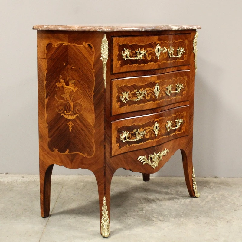 Antico cassettone comò Napoleone III intarsiato 19°secolo